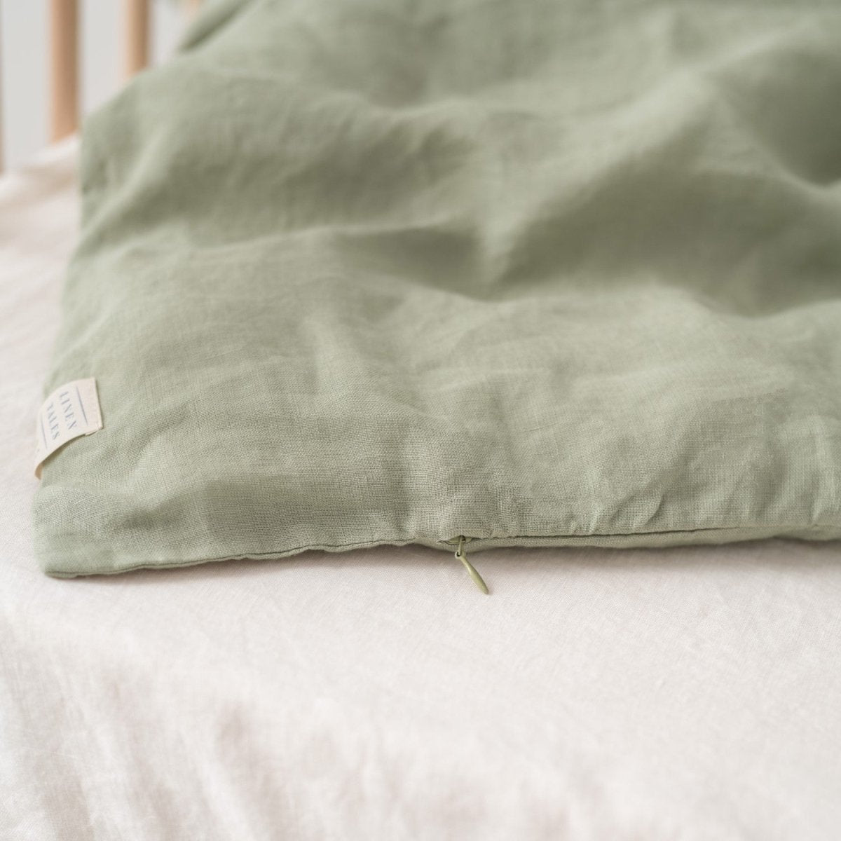 Kids’ Linen Duvet Cover Set (Sage) – 100% Linen, Handmade - Tiny Tugz™