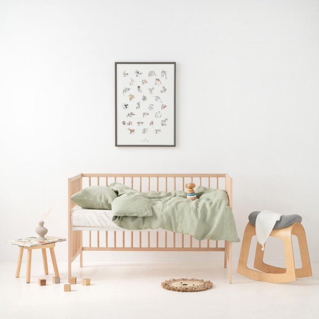 Kids’ Linen Duvet Cover Set (Sage) – 100% Linen, Handmade - Tiny Tugz™