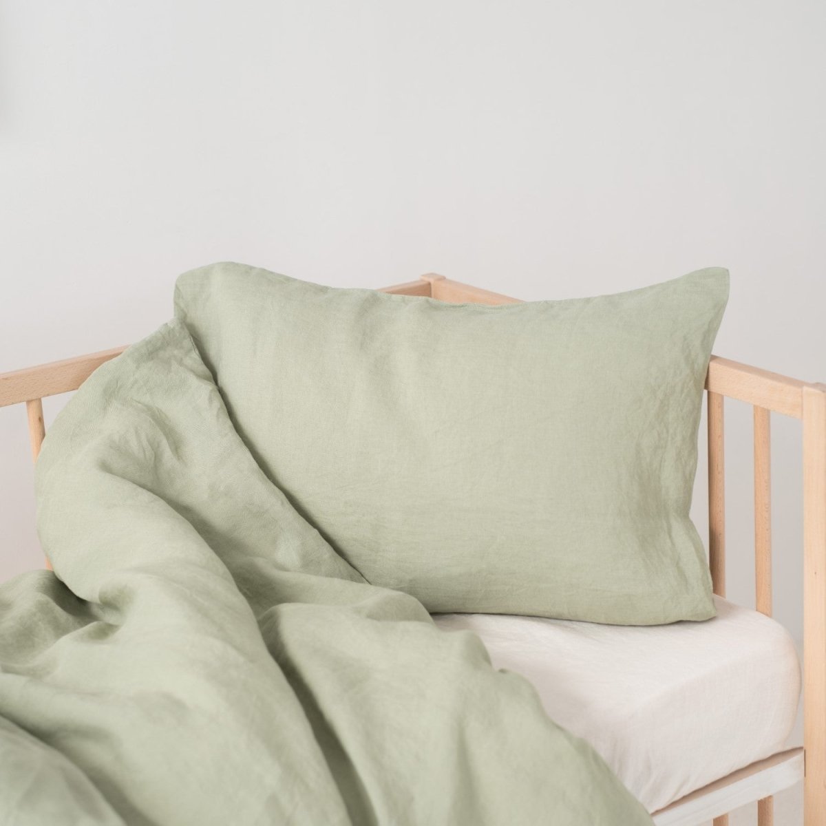 Kids’ Linen Duvet Cover Set (Sage) – 100% Linen, Handmade - Tiny Tugz™