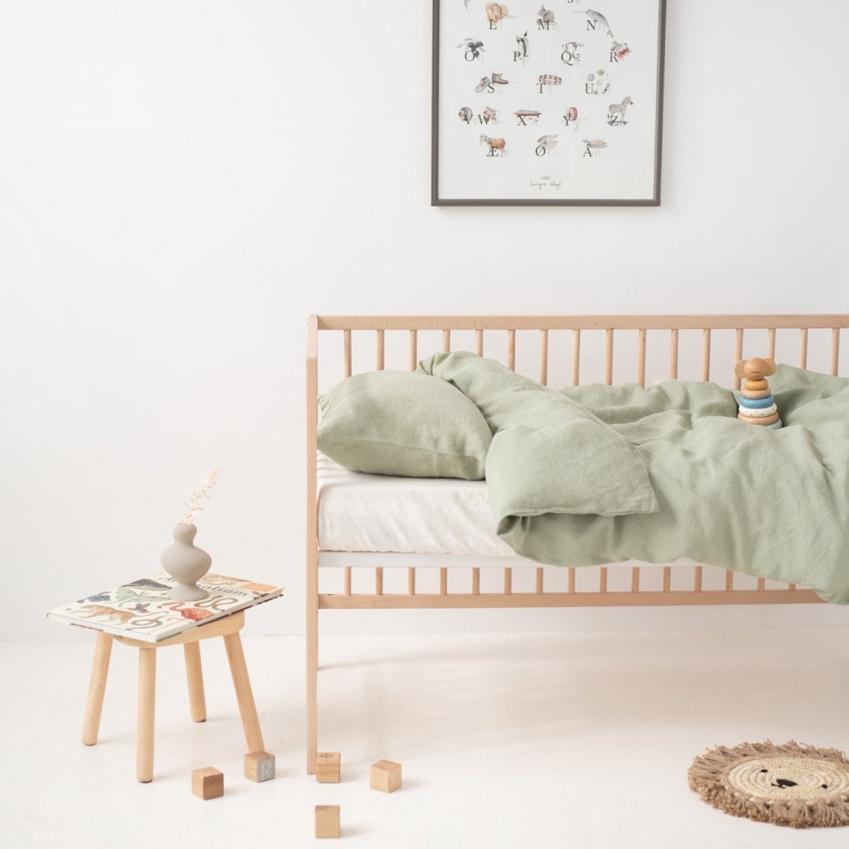 Kids’ Linen Duvet Cover Set (Sage) – 100% Linen, Handmade - Tiny Tugz™