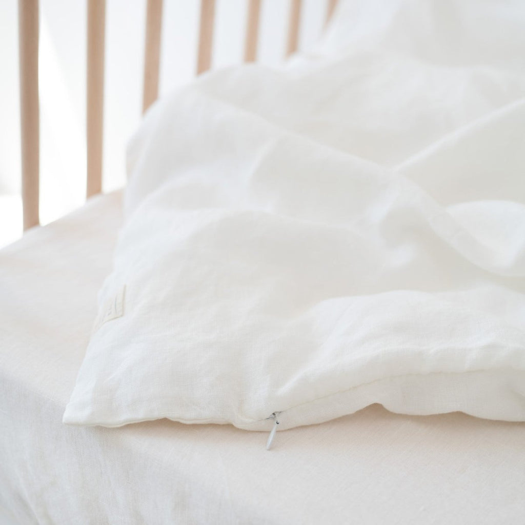 Kids’ Linen Duvet Cover Set (White) – 100% Linen, Handmade - Tiny Tugz™