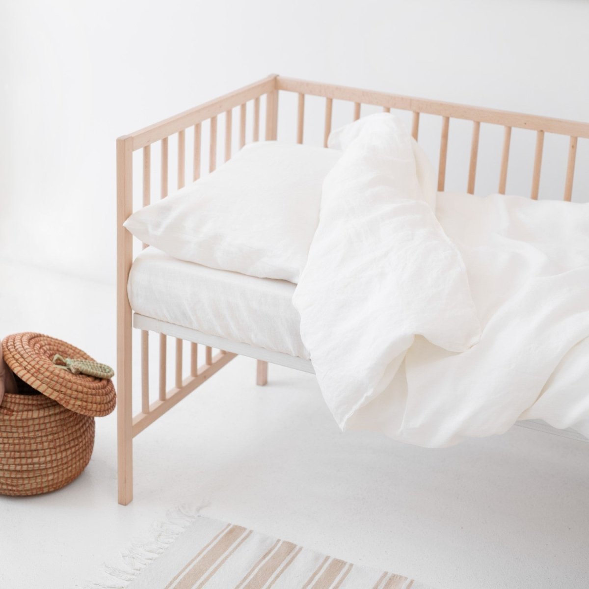 Kids’ Linen Duvet Cover Set (White) – 100% Linen, Handmade - Tiny Tugz™