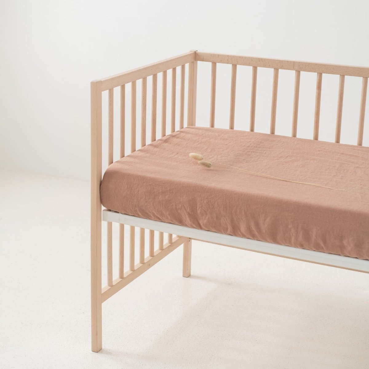 Kids’ Linen Fitted Sheet (Cafe Creme) – 100% Linen, Handmade - Tiny Tugz™