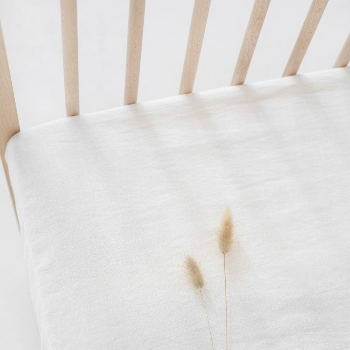 Kids’ Linen Fitted Sheet (White) – 100% Linen, Handmade - Tiny Tugz™