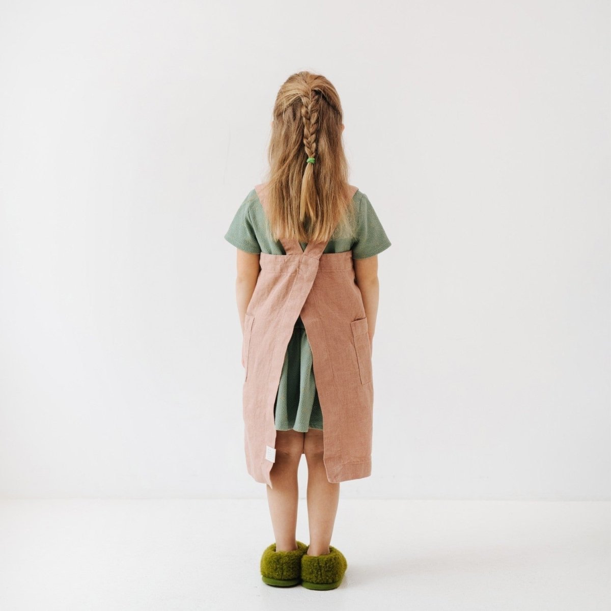 Kids’ Linen Pinafore Apron (Cafe Creme) – 100% Stone-Washed Linen, Handmade - Tiny Tugz™