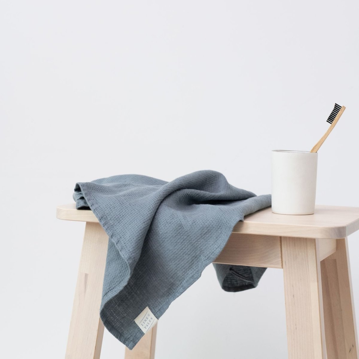 Kids’ Linen Towel Collection (Blue) – 100% Waffle Linen, Handmade - Tiny Tugz™