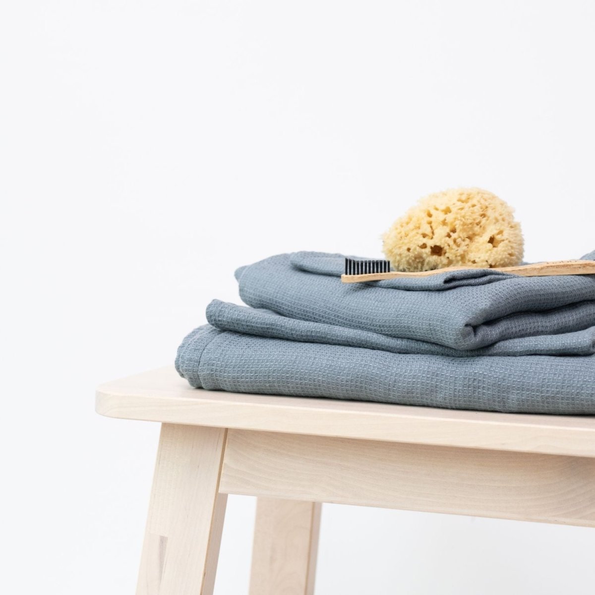 Kids’ Linen Towel Collection (Blue) – 100% Waffle Linen, Handmade - Tiny Tugz™