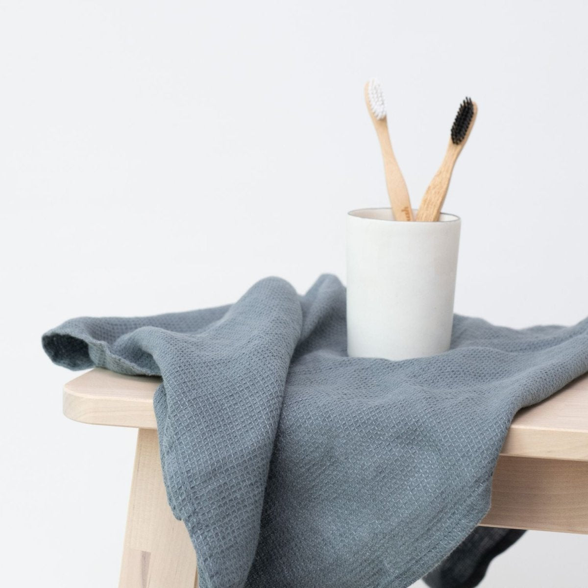 Kids’ Linen Towel Collection (Blue) – 100% Waffle Linen, Handmade - Tiny Tugz™