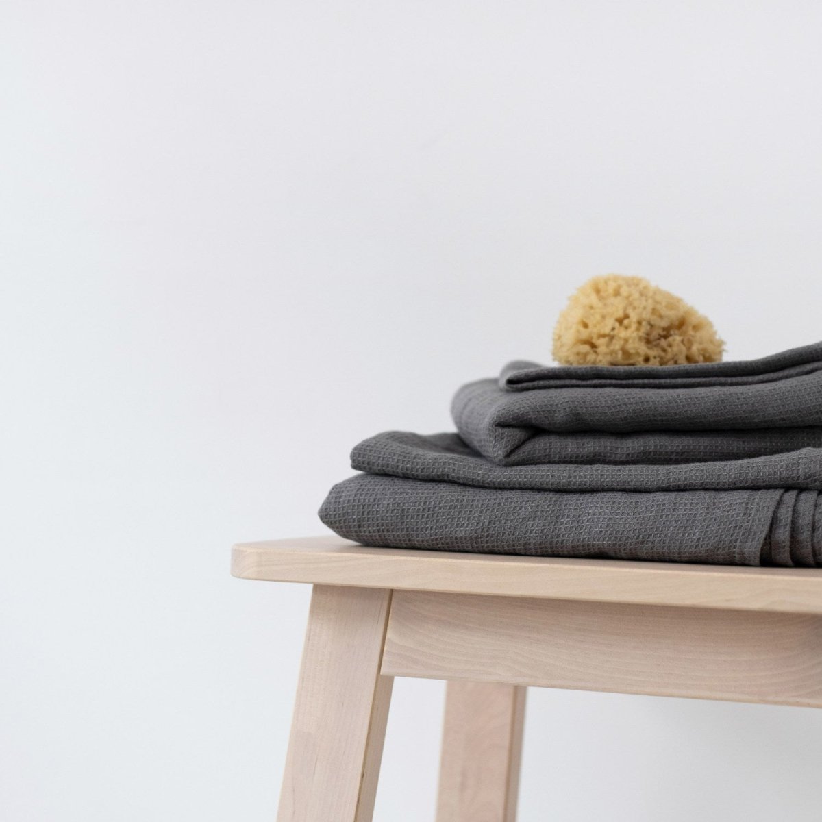 Kids’ Linen Towel Collection (Charcoal) – 100% Waffle Linen, Handmade - Tiny Tugz™