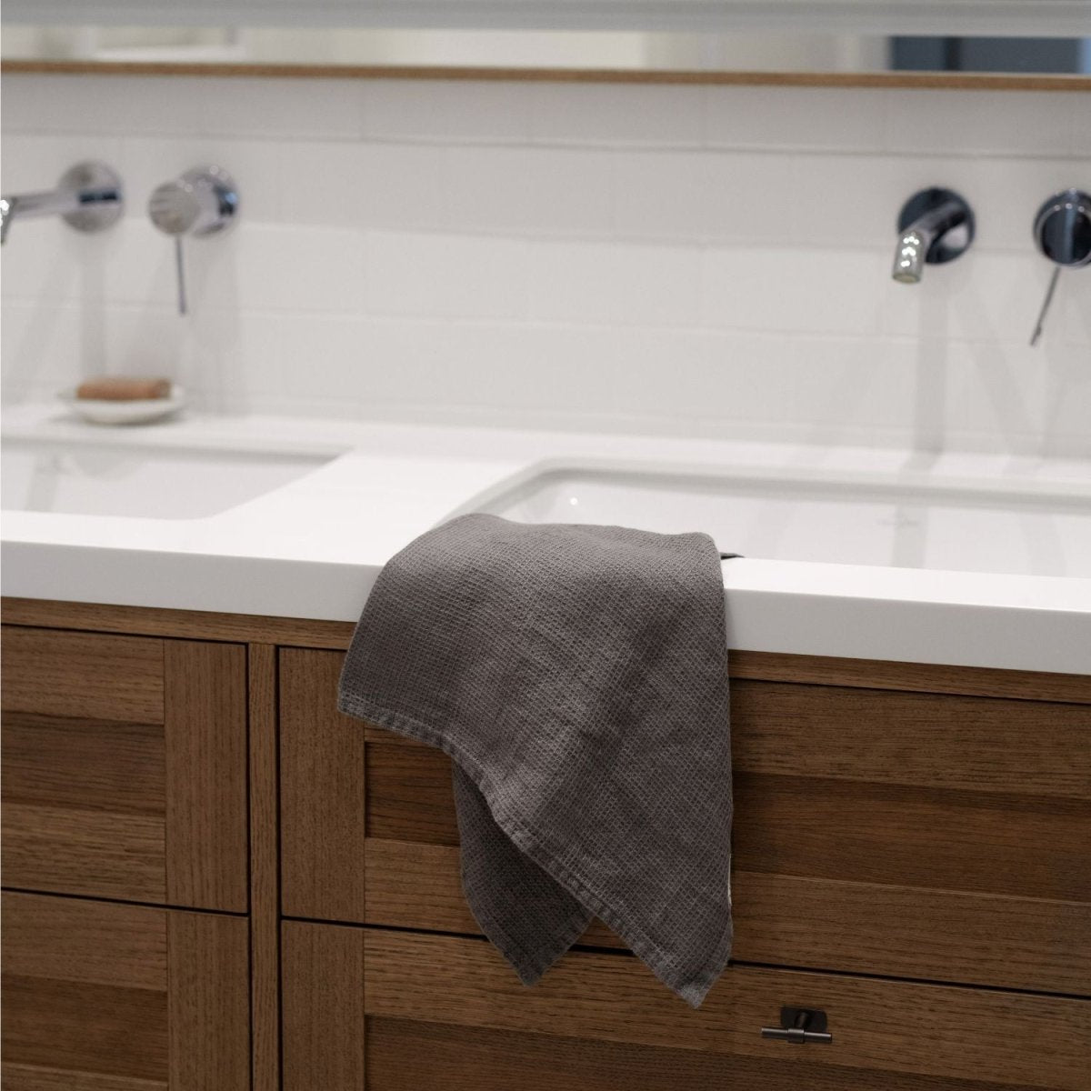 Kids’ Linen Towel Collection (Charcoal) – 100% Waffle Linen, Handmade - Tiny Tugz™