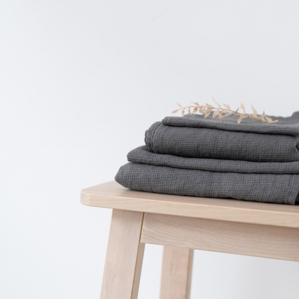 Kids’ Linen Towel Collection (Charcoal) – 100% Waffle Linen, Handmade - Tiny Tugz™