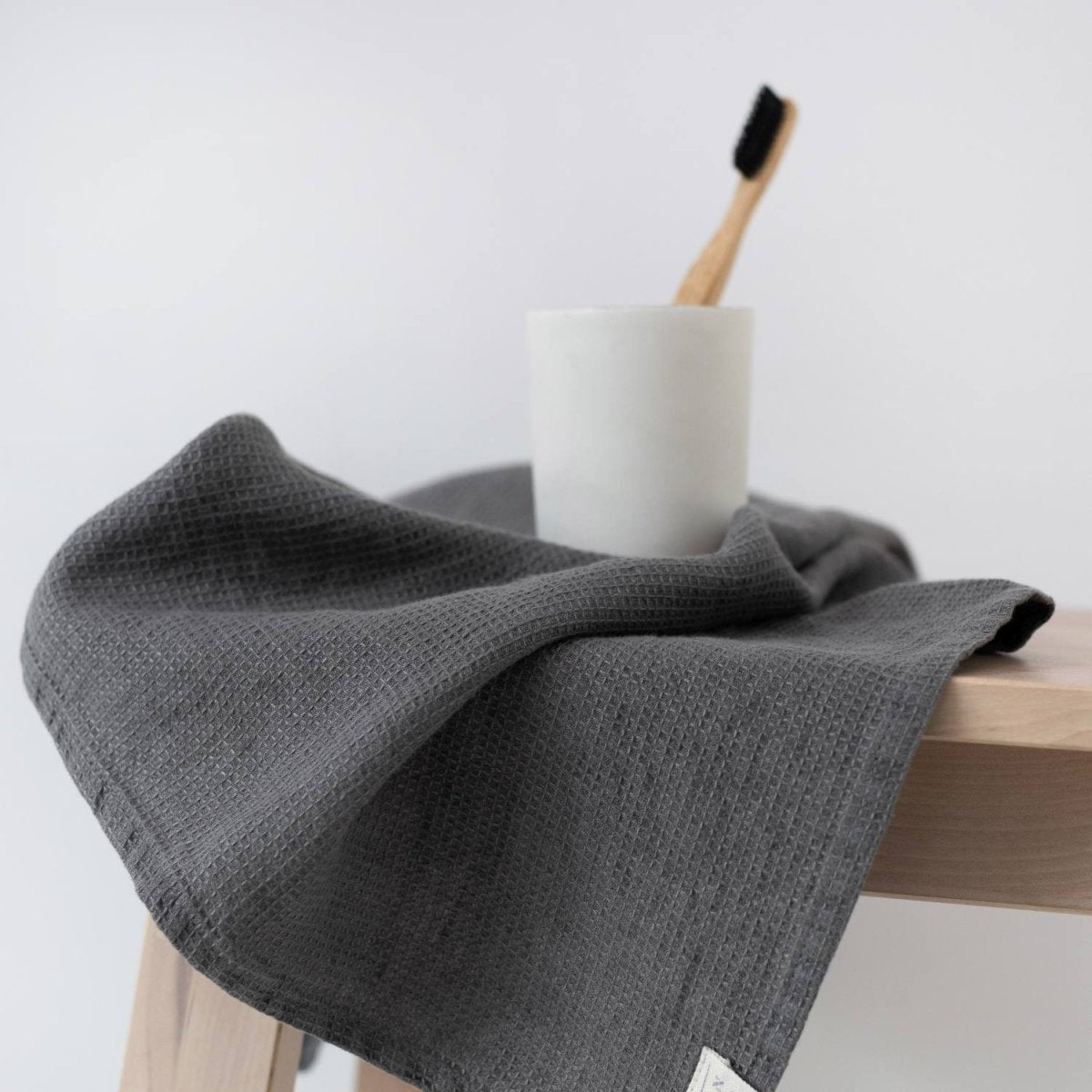 Kids’ Linen Towel Collection (Charcoal) – 100% Waffle Linen, Handmade - Tiny Tugz™