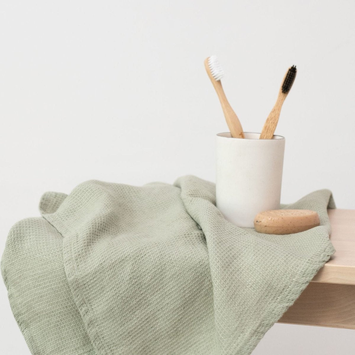 Kids’ Linen Towel Collection (Sage) – 100% Waffle Linen, Handmade - Tiny Tugz™