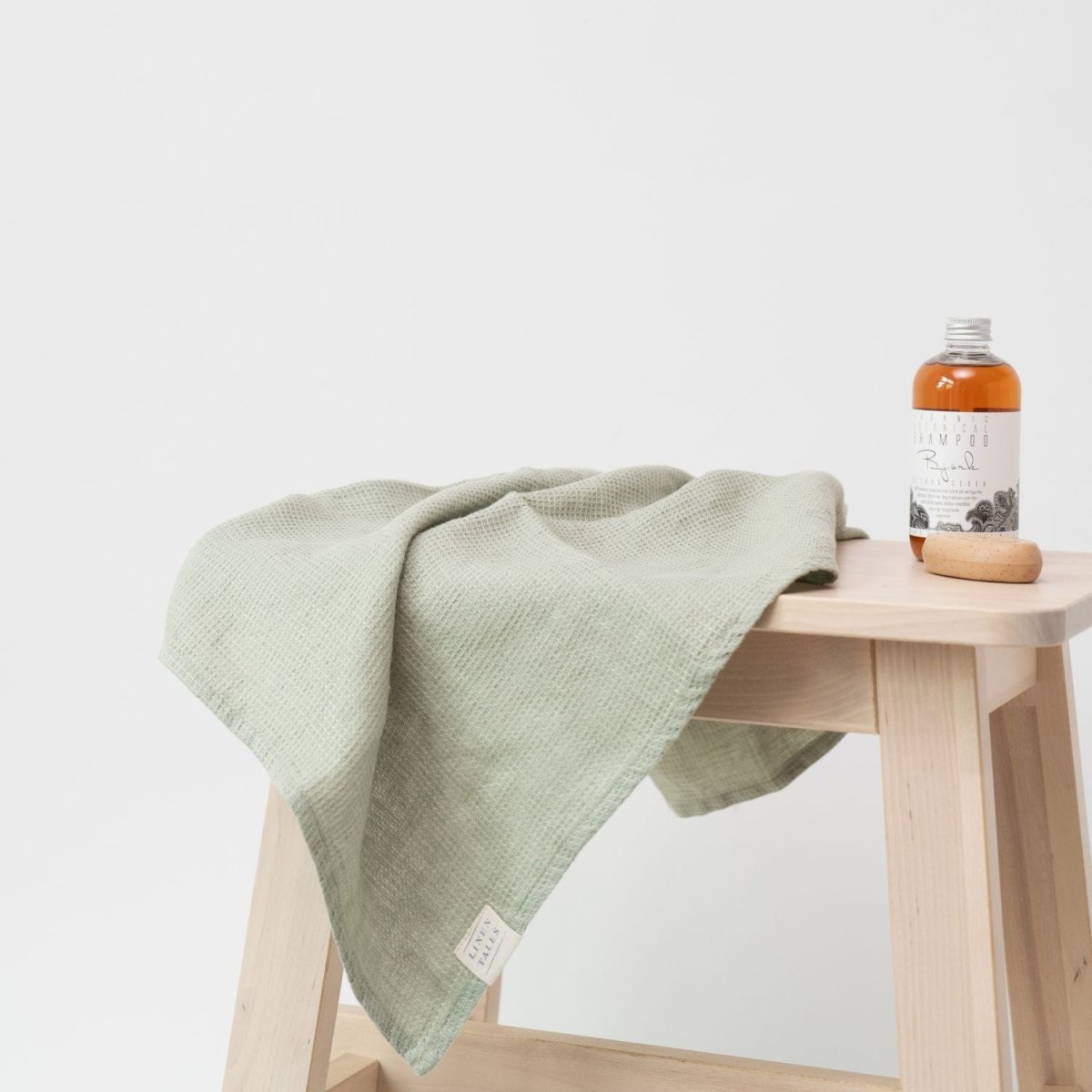 Kids’ Linen Towel Collection (Sage) – 100% Waffle Linen, Handmade - Tiny Tugz™