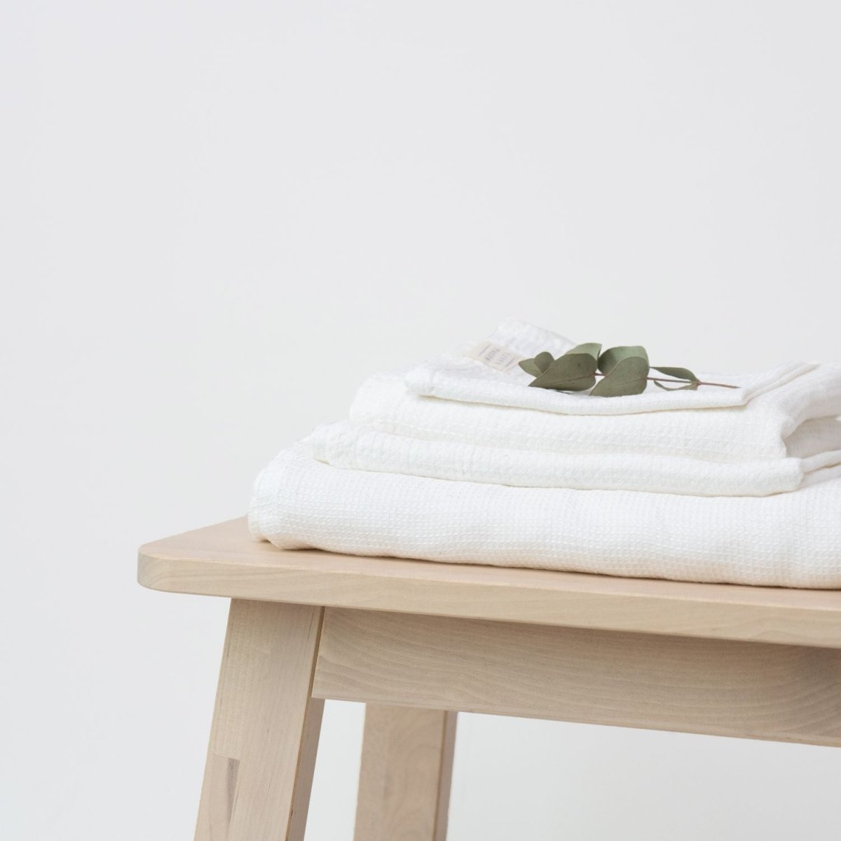 Kids’ Linen Towel Collection (White) – 100% Waffle Linen, Handmade - Tiny Tugz™