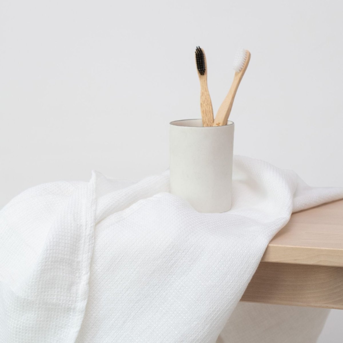Kids’ Linen Towel Collection (White) – 100% Waffle Linen, Handmade - Tiny Tugz™