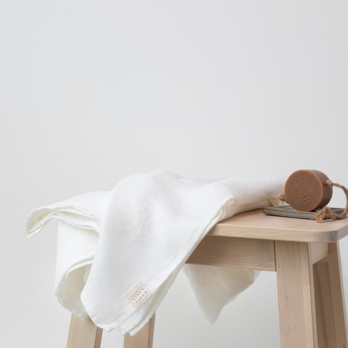 Kids’ Linen Towel Collection (White) – 100% Waffle Linen, Handmade - Tiny Tugz™