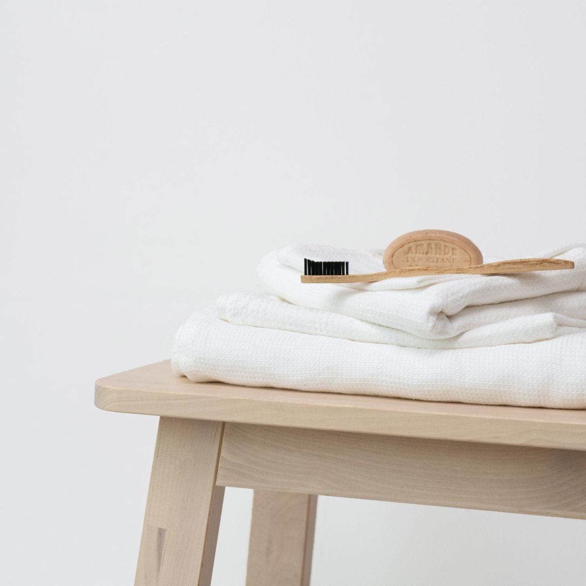 Kids’ Linen Towel Collection (White) – 100% Waffle Linen, Handmade - Tiny Tugz™