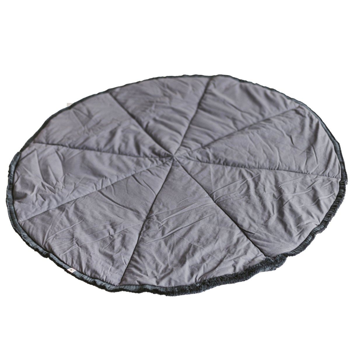 Kids Play Mat with Cotton Fringe - Grey - Round, 115 cm - Tiny Tugz™