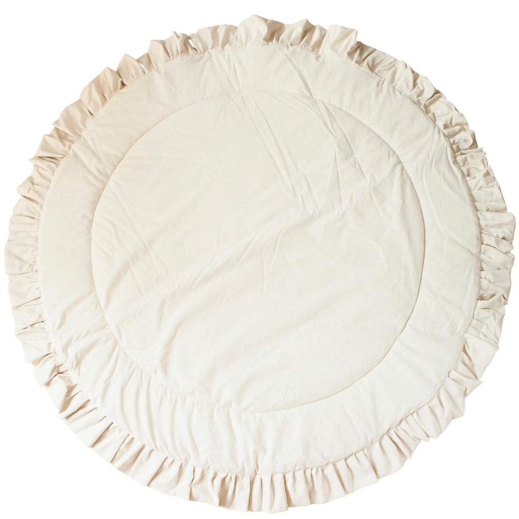 Kids Play Mat with Ruffled Border - Ecru - Round, 125 cm - Tiny Tugz™