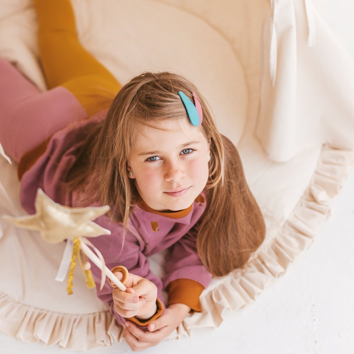 Kids Play Mat with Ruffled Border - Ecru - Round, 125 cm - Tiny Tugz™