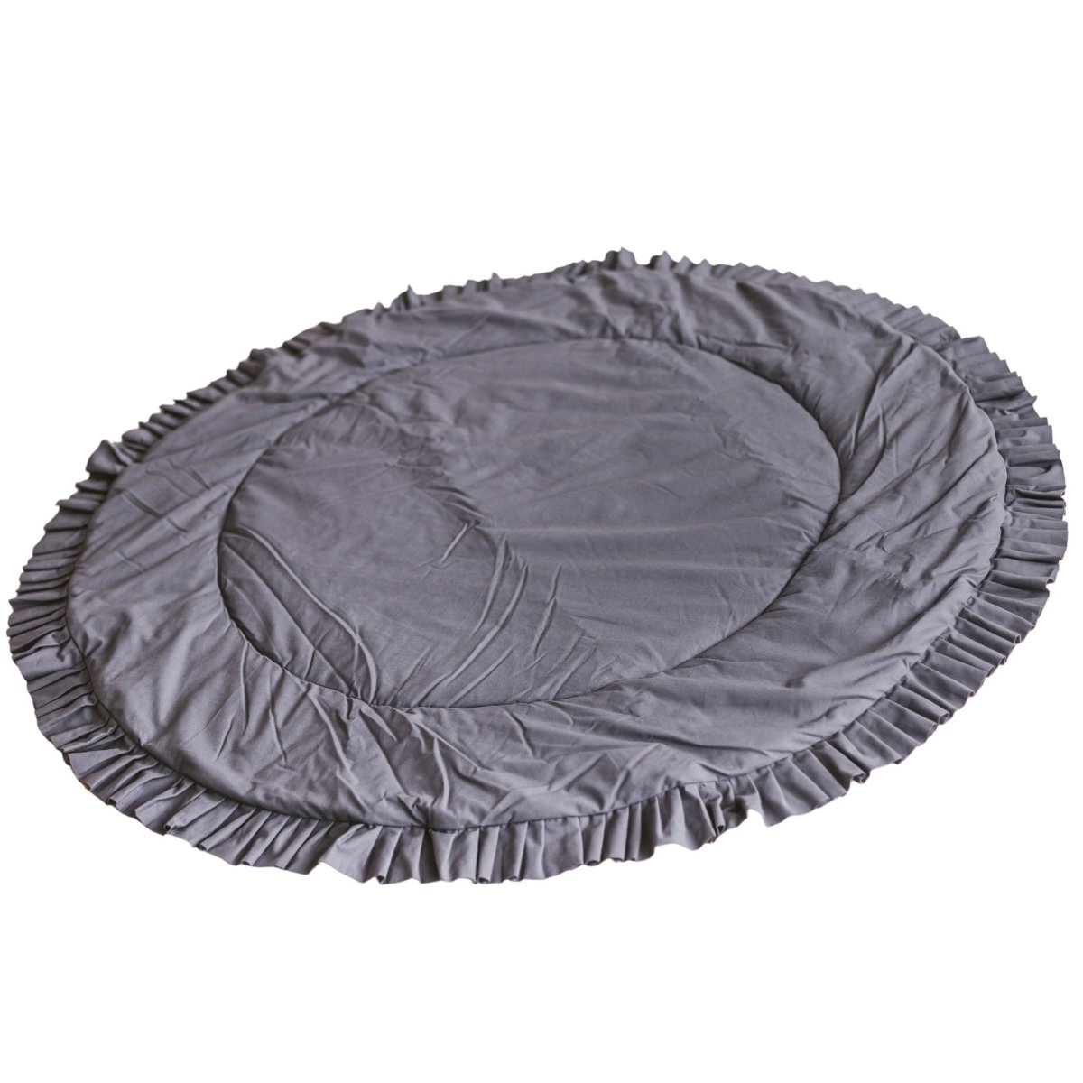 Kids Play Mat with Ruffled Border - Grey - Round, 125 cm - Tiny Tugz™