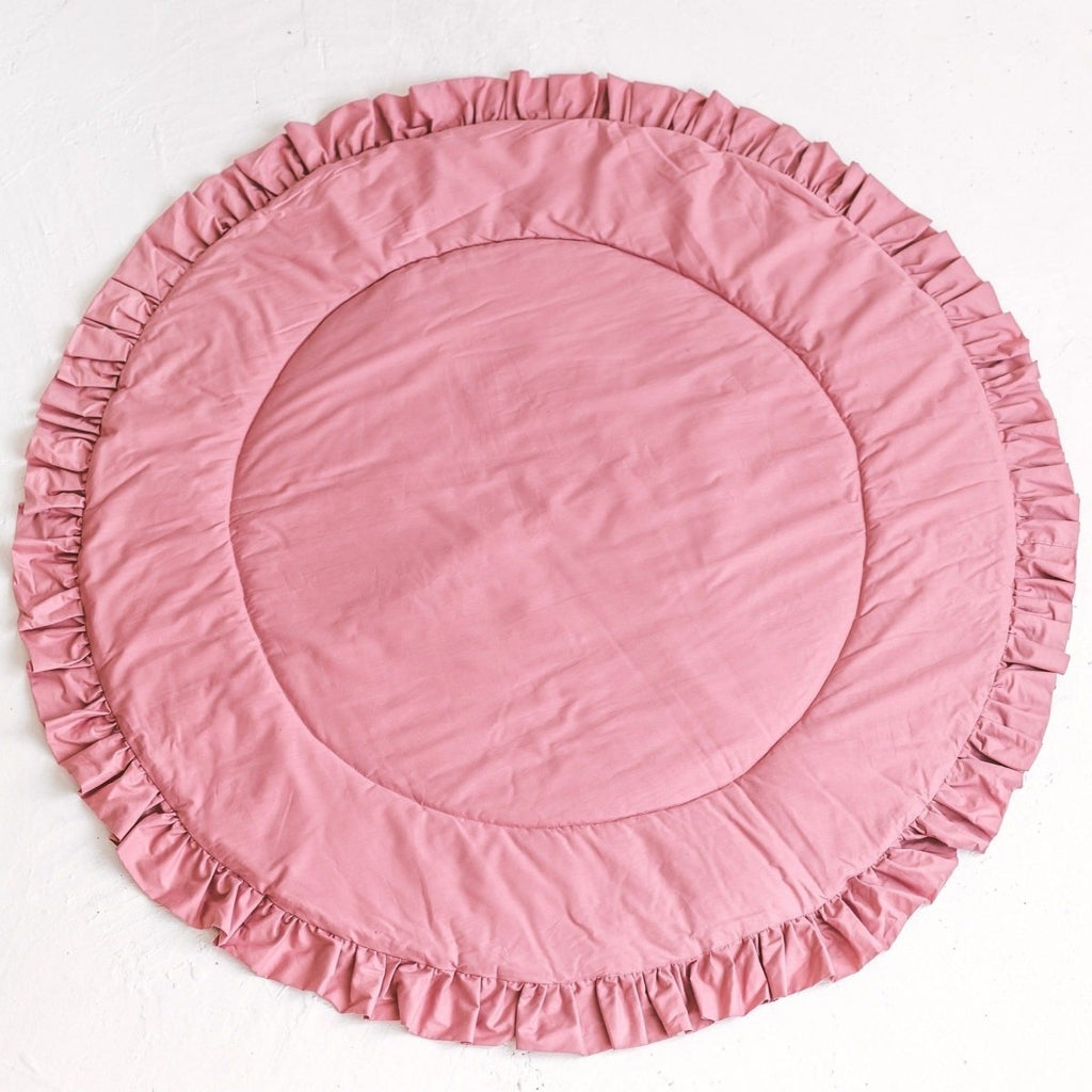 Kids Play Mat with Ruffled Border - Rose - Round, 125 cm - Tiny Tugz™