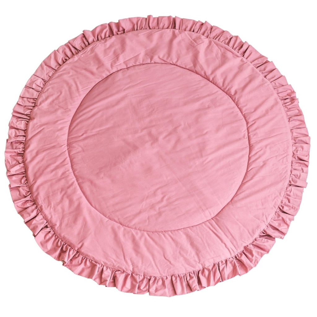 Kids Play Mat with Ruffled Border - Rose - Round, 125 cm - Tiny Tugz™