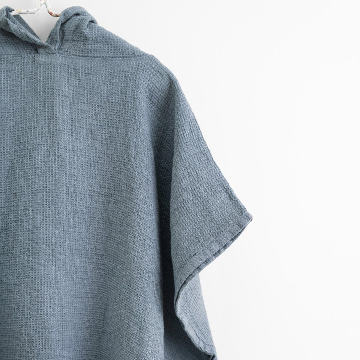 Kids’ Poncho (Blue) – 100% Waffle Linen, Handmade - Tiny Tugz™