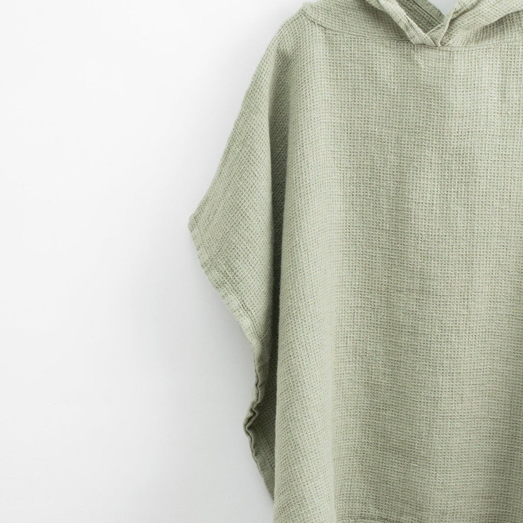 Kids’ Poncho (Sage) – 100% Waffle Linen, Handmade - Tiny Tugz™