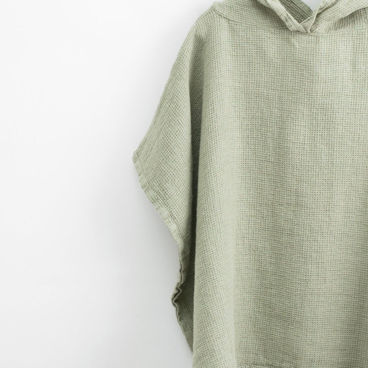 Kids’ Poncho (Sage) – 100% Waffle Linen, Handmade - Tiny Tugz™