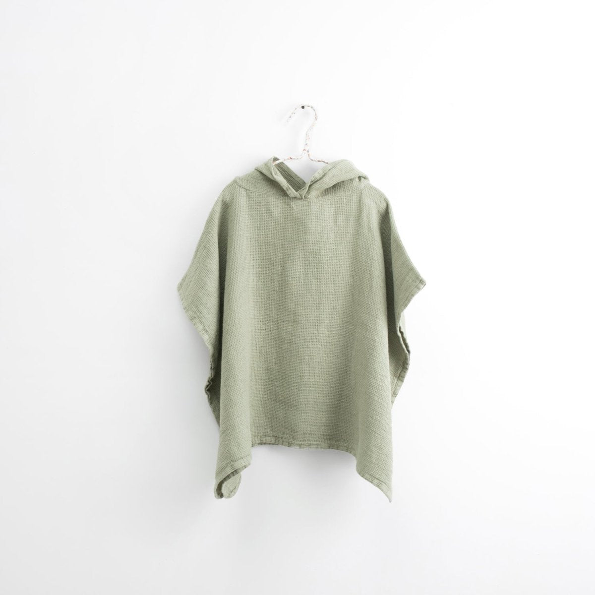 Kids’ Poncho (Sage) – 100% Waffle Linen, Handmade - Tiny Tugz™