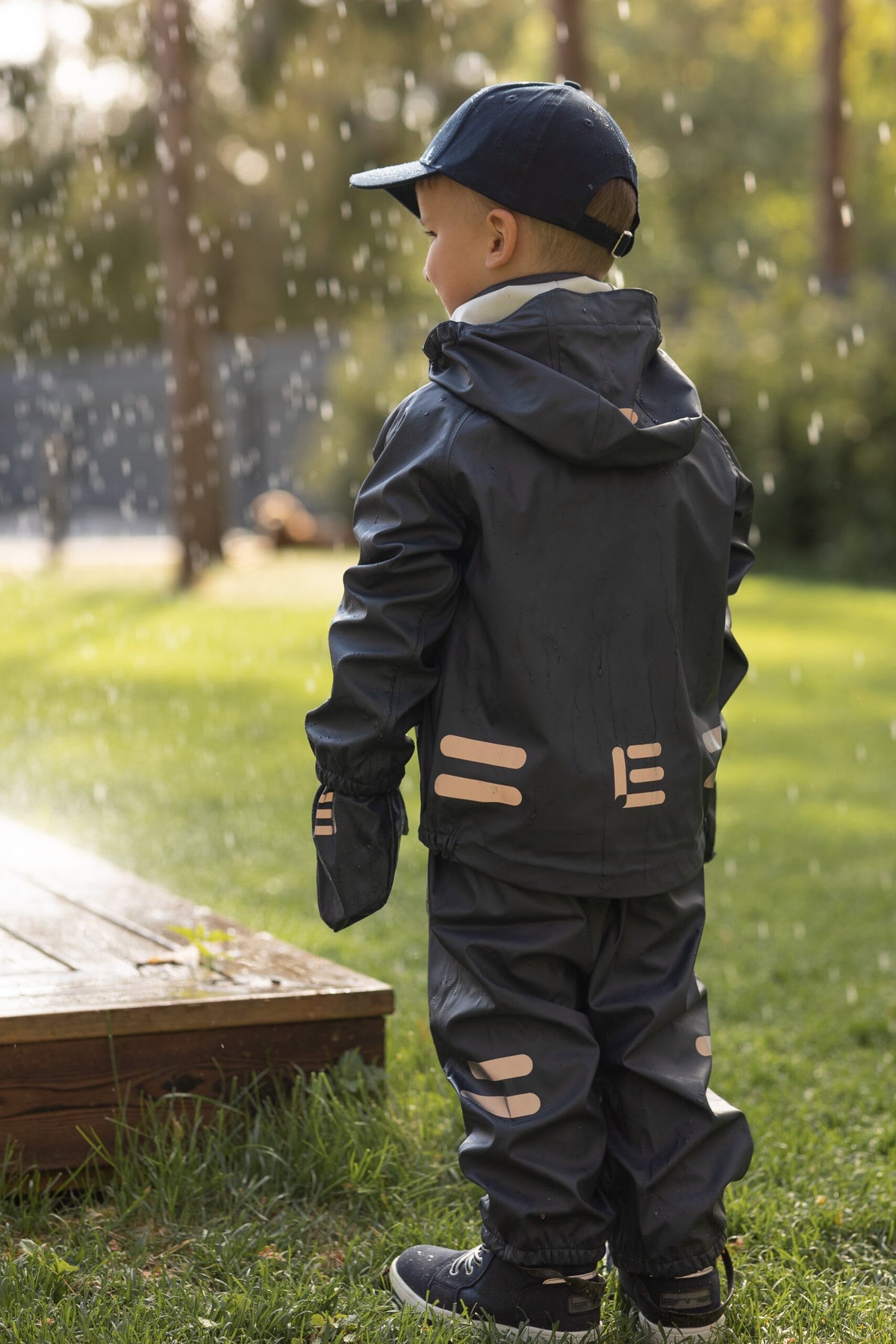 Kids’ Rain Jacket and Dungaree Set – Navy Blue - Tiny Tugz™