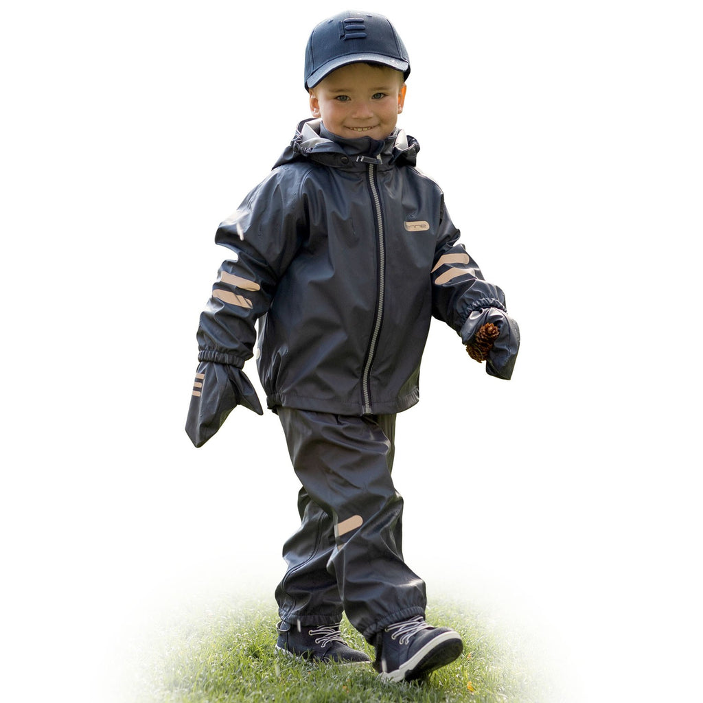 Kids’ Rain Jacket and Dungaree Set – Navy Blue - Tiny Tugz™