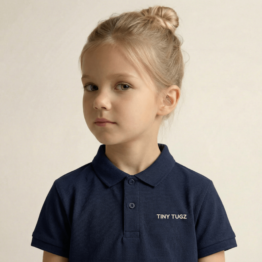 Kids Smart Casual Organic Cotton Set (Navy Polo + Grey Shorts) - Tiny Tugz™