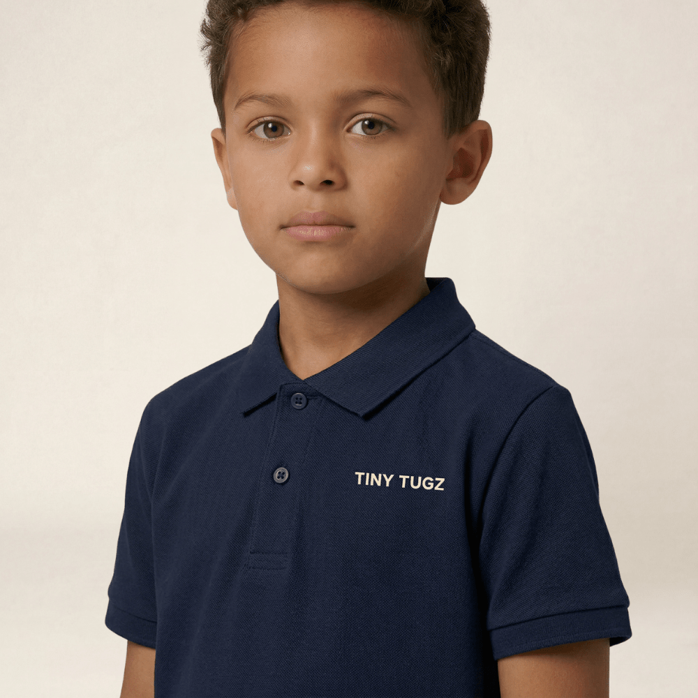 Kids Smart Casual Organic Cotton Set (Navy Polo + Grey Shorts) - Tiny Tugz™