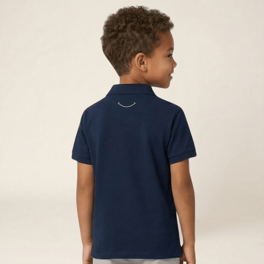Kids Smart Casual Organic Cotton Set (Navy Polo + Grey Shorts) - Tiny Tugz™