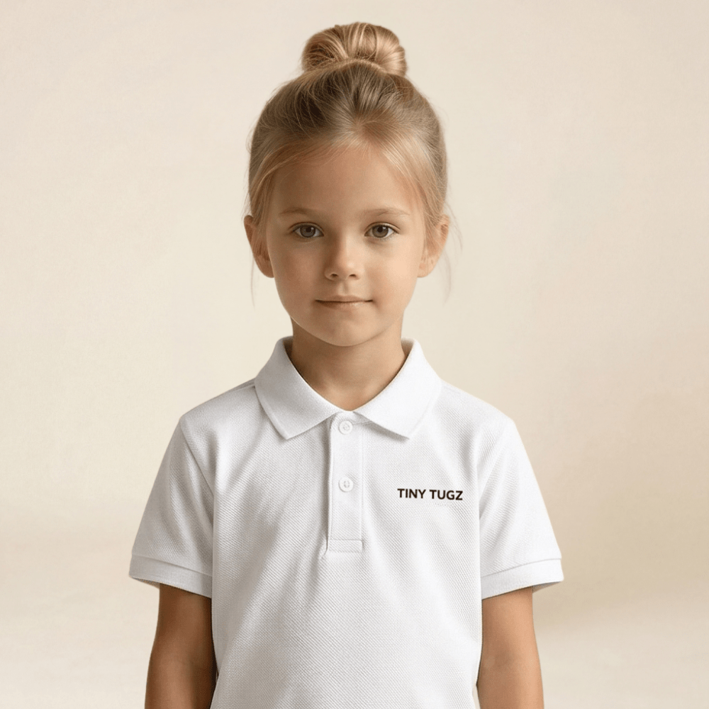 Kids Smart Casual Organic Cotton Set (White Polo + Navy Shorts) - Tiny Tugz™