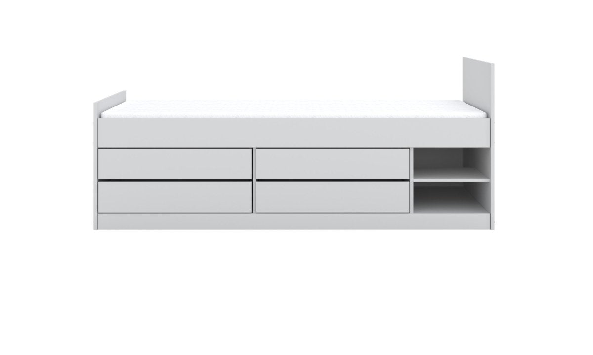 Kids' Storage Bed Leon 200x90 - 4 Drawers & Shelves - White - Tiny Tugz™
