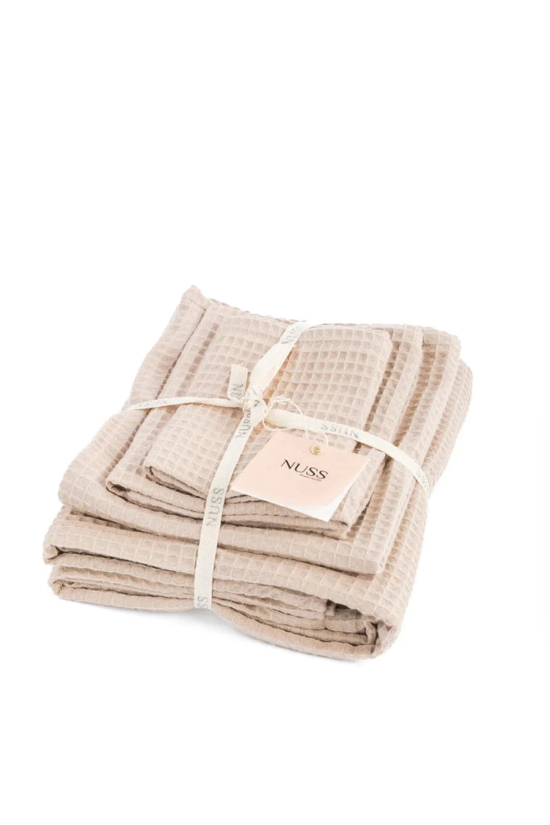 Kids’ Waffle Cotton Towel Collection (Beige) – 100% Cotton, Handmade - Tiny Tugz™