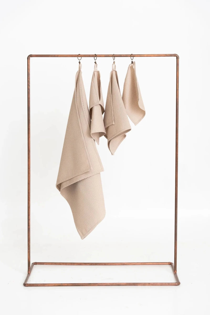 Kids’ Waffle Cotton Towel Collection (Beige) – 100% Cotton, Handmade - Tiny Tugz™