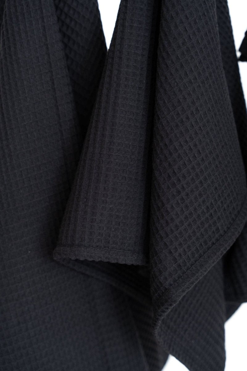 Kids’ Waffle Cotton Towel Collection (Black) – 100% Cotton, Handmade - Tiny Tugz™