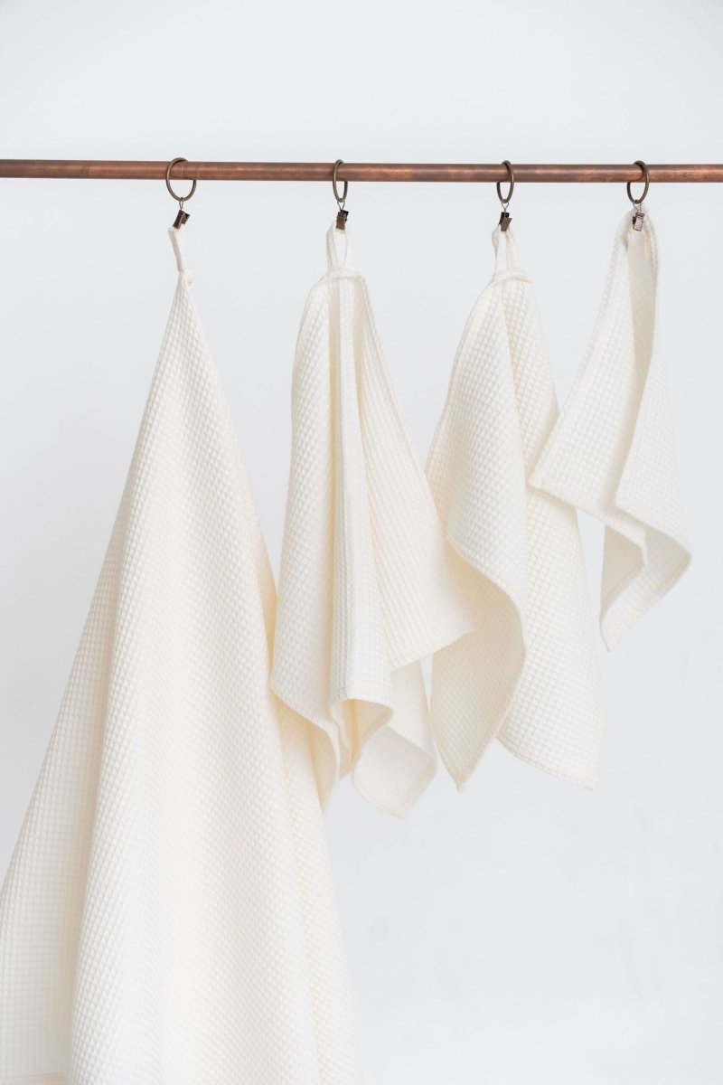 Kids’ Waffle Cotton Towel Collection (Cream) – 100% Cotton, Handmade - Tiny Tugz™