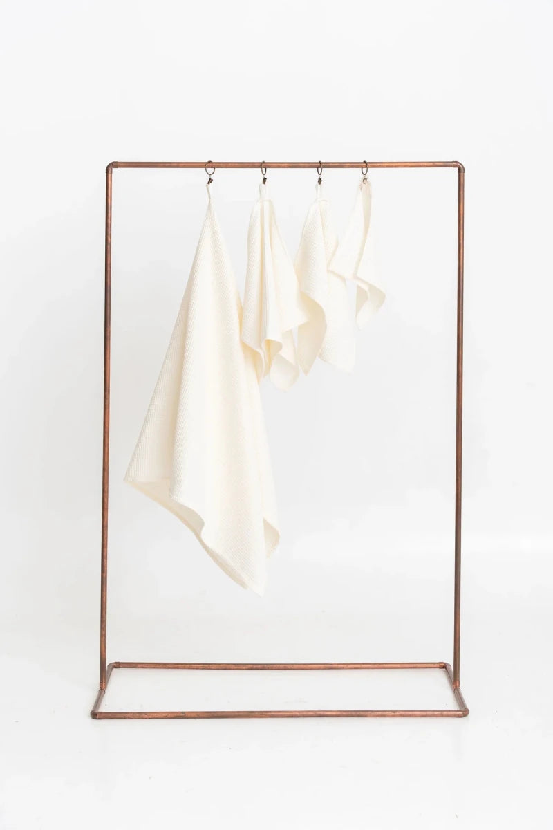 Kids’ Waffle Cotton Towel Collection (Cream) – 100% Cotton, Handmade - Tiny Tugz™
