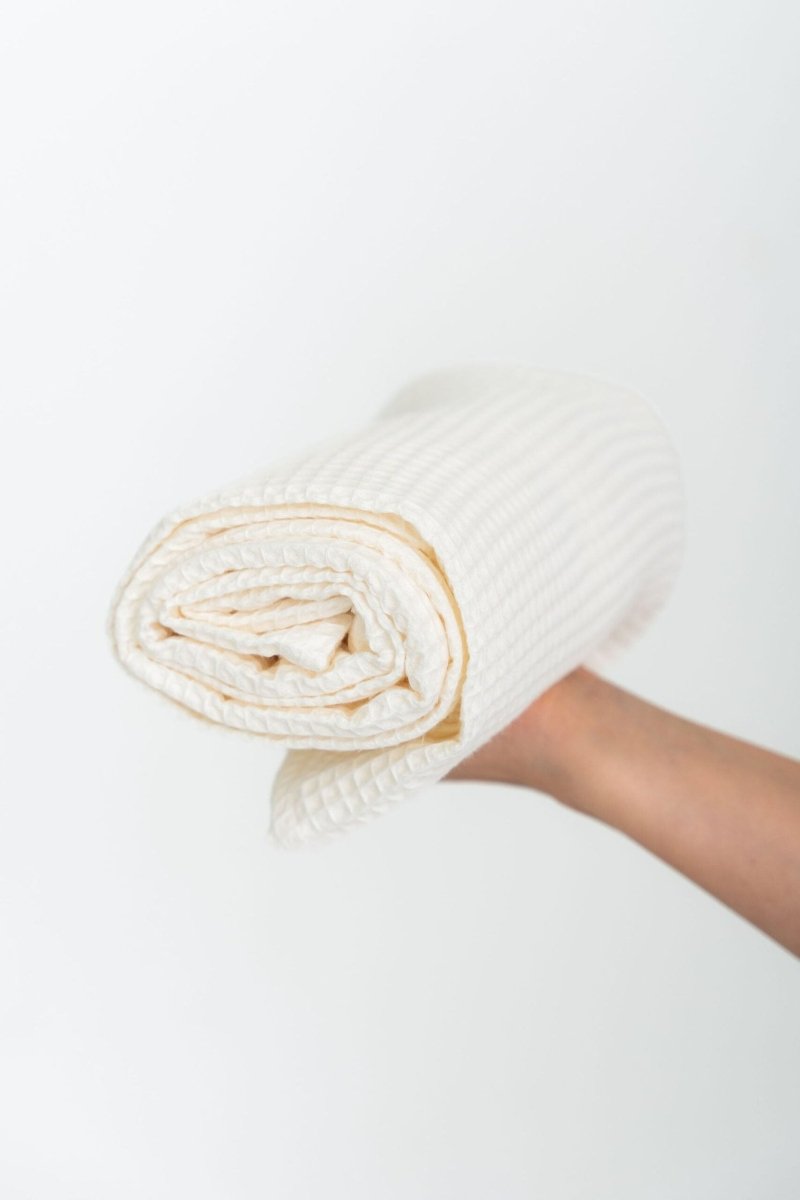 Kids’ Waffle Cotton Towel Collection (Cream) – 100% Cotton, Handmade - Tiny Tugz™