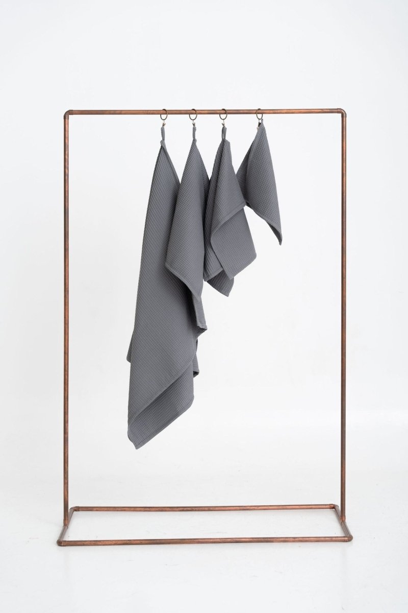 Kids’ Waffle Cotton Towel Collection (Grey) – 100% Cotton, Handmade - Tiny Tugz™