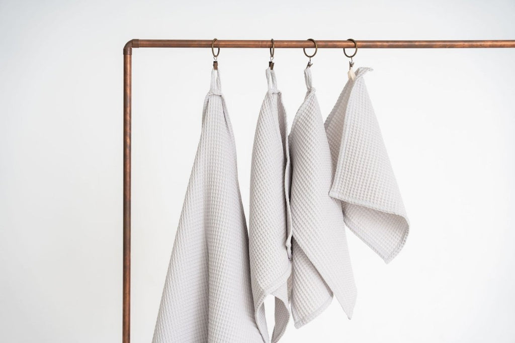 Kids’ Waffle Cotton Towel Collection (Light Grey) – 100% Cotton, Handmade - Tiny Tugz™