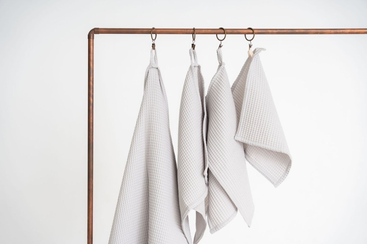 Kids’ Waffle Cotton Towel Collection (Light Grey) – 100% Cotton, Handmade - Tiny Tugz™