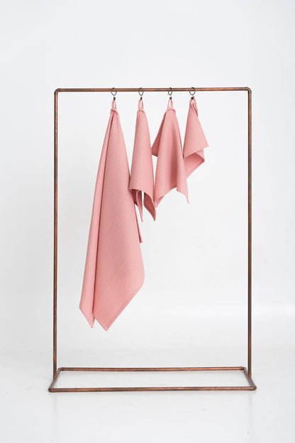 Kids’ Waffle Cotton Towel Collection (Peach) – 100% Cotton, Handmade - Tiny Tugz™