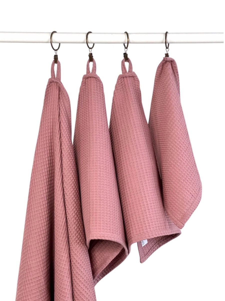 Kids’ Waffle Cotton Towel Collection (Pink) – 100% Cotton, Handmade - Tiny Tugz™